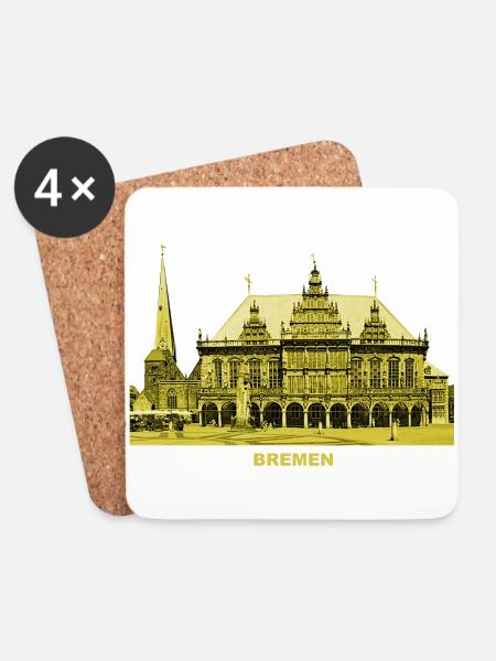 Bremen Rathaus Roland Hansestadt Deutschland - Untersetzer (4er-Set) - Weiß