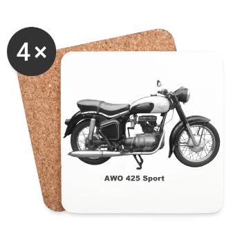 Simson AWO 425 Sport Oldtimer DDR Suhl Awtowelo - Dessous de verre (lot de 4) - blanc - Devant