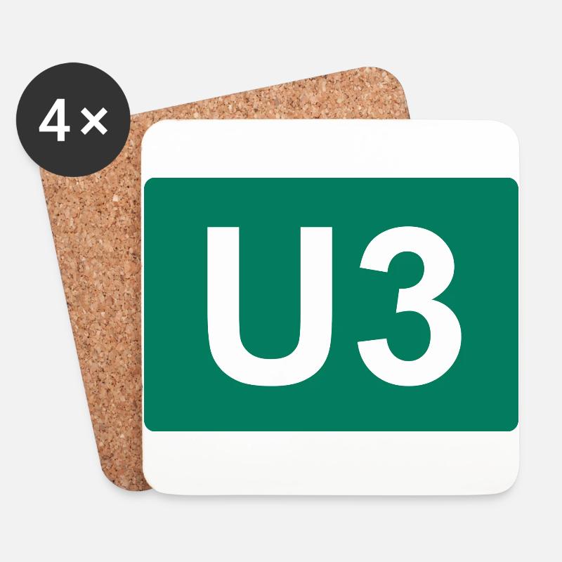 Berlin U-Bahn U3 - Untersetzer (4er-Set) - Weiß