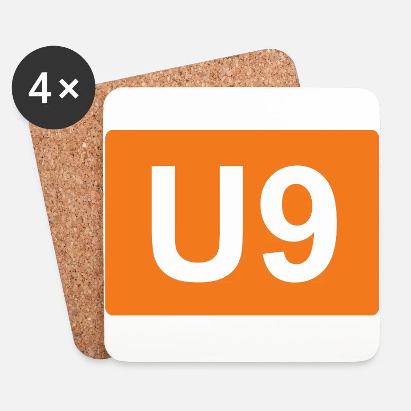Berlin U-Bahn U9 - Untersetzer (4er-Set) - Weiß