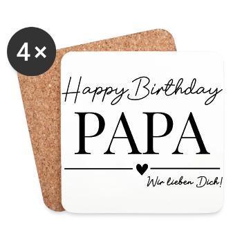 Joyeux anniversaire papa ! - Dessous de verre (lot de 4) - blanc - Devant