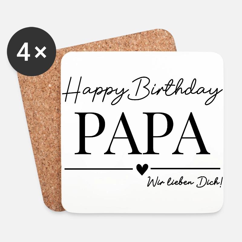 Happy Birthday Papa! - Untersetzer (4er-Set) - Weiß