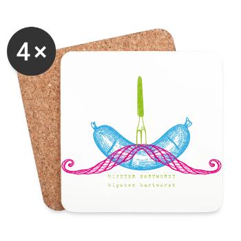 Hipster Bartwurst Neon - Untersetzer (4er-Set) - Weiß - Vorne