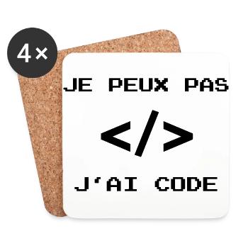 je peux pas j ai code développeur javascript dev - Dessous de verre (lot de 4) - blanc - Devant