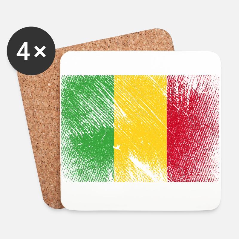 Mali Flagge - Vintage Grunge - Untersetzer (4er-Set) - Weiß