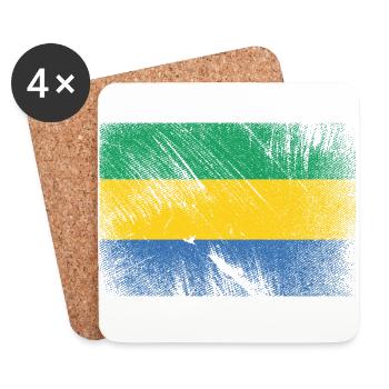Gabon Flag - Vintage Grunge - Coasters (set of 4) - white - Front