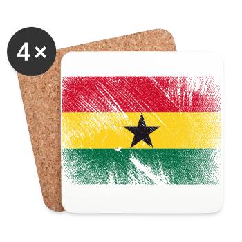 Ghana Flagge - Vintage Grunge - Untersetzer (4er-Set) - Weiß - Vorne