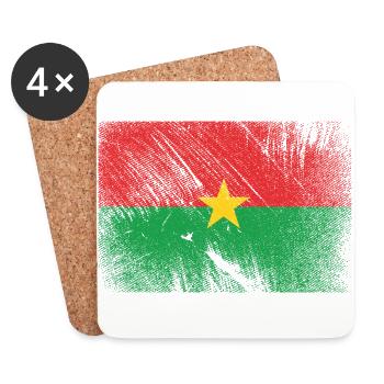 Drapeau Burkina Faso - Grunge Vintage - Dessous de verre (lot de 4) - blanc - Devant