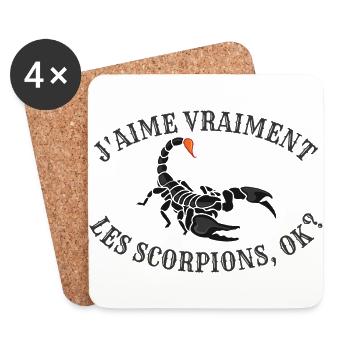 I Love Scorpions OK? – Scorpion mignon et drôle - Dessous de verre (lot de 4) - blanc - Devant