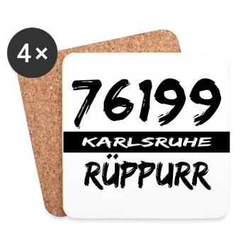79199 Karlsruhe Rüppurr - Untersetzer (4er-Set) - Weiß - Vorne