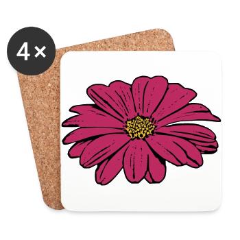 Blume Blüte rot violett - Untersetzer (4er-Set) - Weiß - Vorne