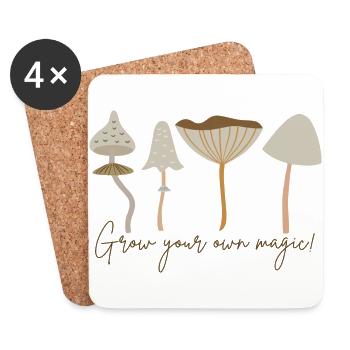 Grow Your Own Magic! Pastel Mushrooms Tranquillity - Coasters (set of 4) - white - Front