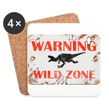 Conception de panneaux - AVERTISSEMENT. ZONE SAUVAGE. - Dessous de verre (lot de 4) - blanc - Devant