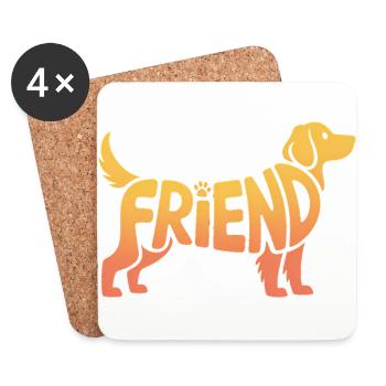 Friend Dog - Cool Pet Logo - Coasters (set of 4) - white - Front