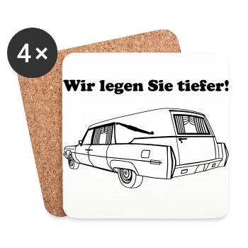 Leichenwagen - Wir legen Sie tiefer - Untersetzer (4er-Set) - Weiß - Vorne