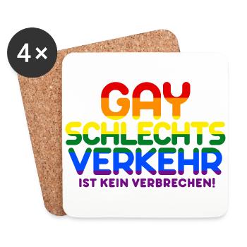 Gayschlechtsverkehr ist kein Verbrechen (bunt) - Untersetzer (4er-Set) - Weiß - Vorne