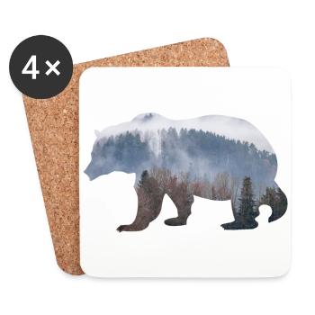 Bär mit Wald - Untersetzer (4er-Set) - Weiß - Vorne