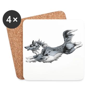Berger Shetland Bleu Merle - Dessous de verre (lot de 4) - blanc - Devant