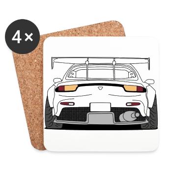 rx7 rear outlines - Coasters (set of 4) - white - Front