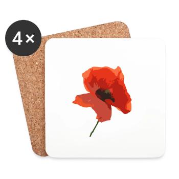 Mohn Blume - Untersetzer (4er-Set) - Weiß - Vorne