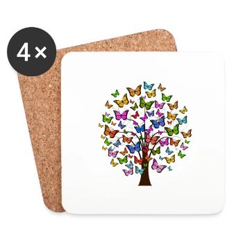 A tree of butterflies - Coasters (set of 4) - white - Front