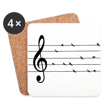 musikalische Schwalben - Untersetzer (4er-Set) - Weiß - Vorne