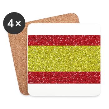 Spanien Flagge Fahne Glitzer spanische Flagge - Untersetzer (4er-Set) - Weiß - Vorne