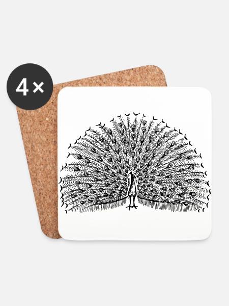 peacock - Coasters (set of 4) - white