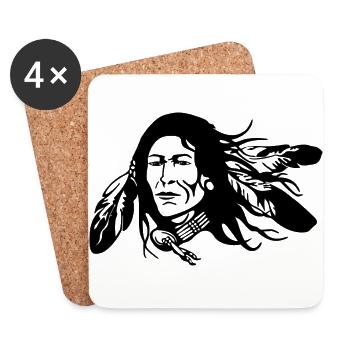 indian indianer american tent zelt teepee tomahawk - Untersetzer (4er-Set) - Weiß - Vorne