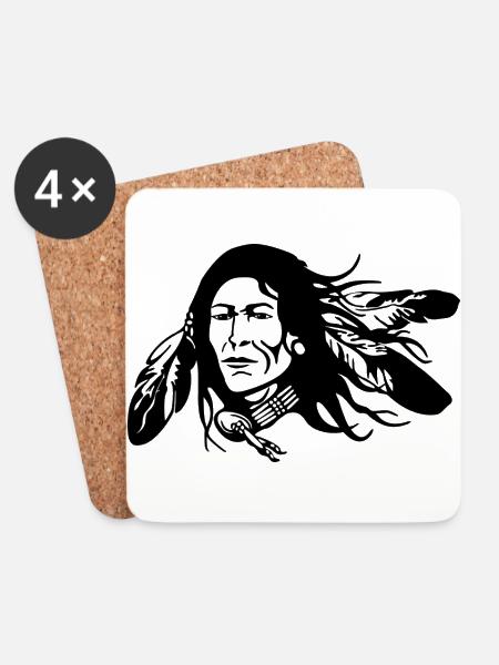 indian indianer american tent zelt teepee tomahawk - Untersetzer (4er-Set) - Weiß