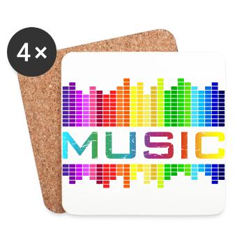 Musique l’égaliseur arc-en-ciel danse concert de rock - Dessous de verre (lot de 4) - blanc - Devant