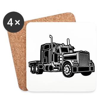 Truck / Truck 03_black white - Coasters (set of 4) - white - Front