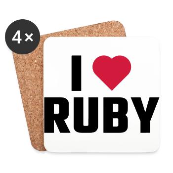 J'adore RUBY - Dessous de verre (lot de 4) - blanc - Devant
