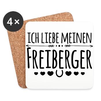 Ich liebe meinen Freiberger - Reiter Geschenk - Untersetzer (4er-Set) - Weiß - Vorne