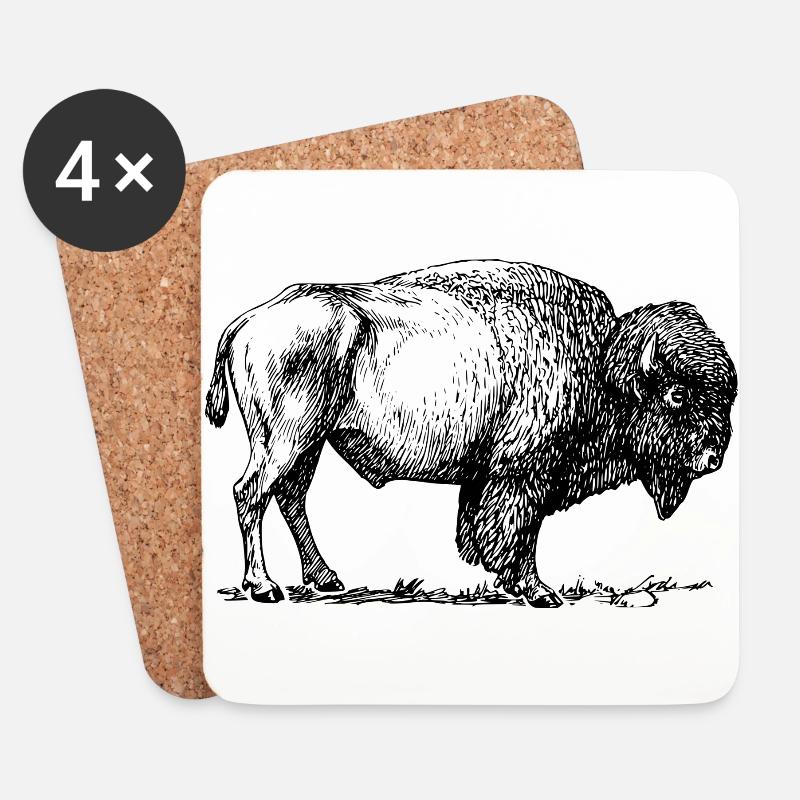 Bison - Untersetzer (4er-Set) - Weiß