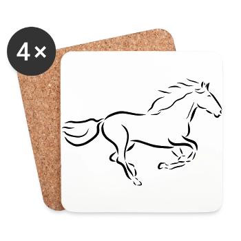 galloping horse Stallion Mare drawing - Coasters (set of 4) - white - Front