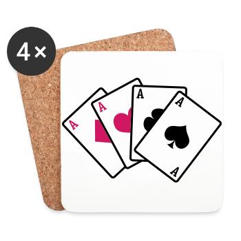 poker cards - Coasters (set of 4) - white - Front