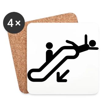 Escalator Cartoon Dessin idée de cadeau faux - Dessous de verre (lot de 4) - blanc - Devant