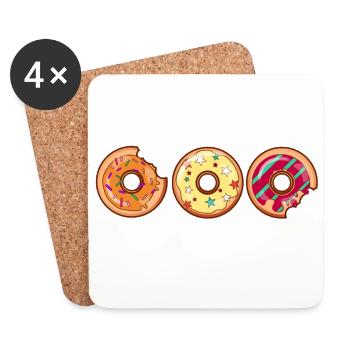 Donut Muffin gâteau cool idée cadeau Stained - Dessous de verre (lot de 4) - blanc - Devant