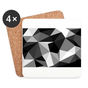 Polygon Black and White - Untersetzer (4er-Set) - Weiß - Vorne