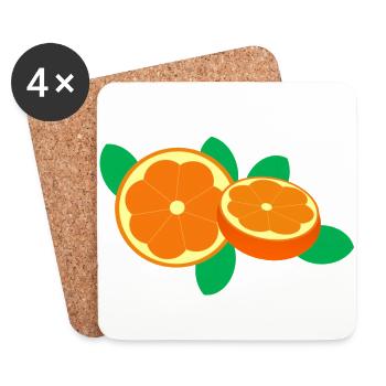 Orange Obst Frucht Frisch Gesund Geschenkidee - Untersetzer (4er-Set) - Weiß - Vorne