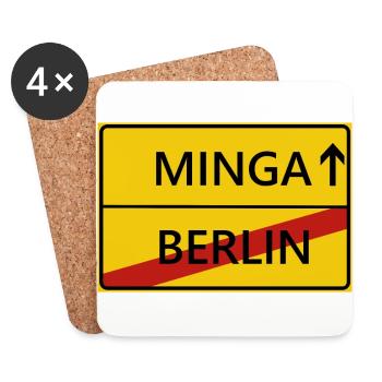 Minga München Ortsschild Geschenk Geschenkidee - Untersetzer (4er-Set) - Weiß - Vorne