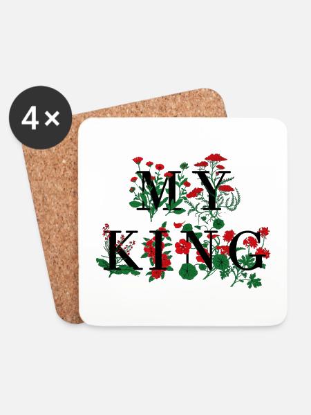 My King Partnershirt - Untersetzer (4er-Set) - Weiß