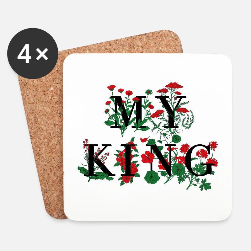 My King Partnershirt - Untersetzer (4er-Set) - Weiß