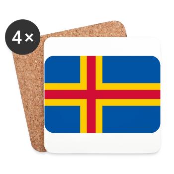 ÅLAND FLAG round corner 400 dpi - Coasters (set of 4) - white - Front
