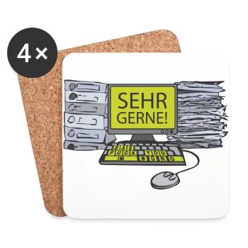 PC - Sehr gerne - grün - Akten - Untersetzer (4er-Set) - Weiß - Vorne
