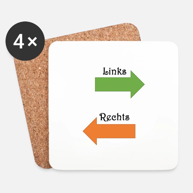 Links und Rechts - Untersetzer (4er-Set) - Weiß
