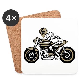 Cafe Racer Motorrad 05_dreifarbig - Coasters (set of 4) - white - Front