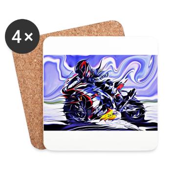 Vitesse à pleine vitesse sur deux roues - Dessous de verre (lot de 4) - blanc - Devant