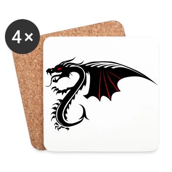 dragon tribal tatouage forme 200410 x - Dessous de verre (lot de 4) - blanc - Devant